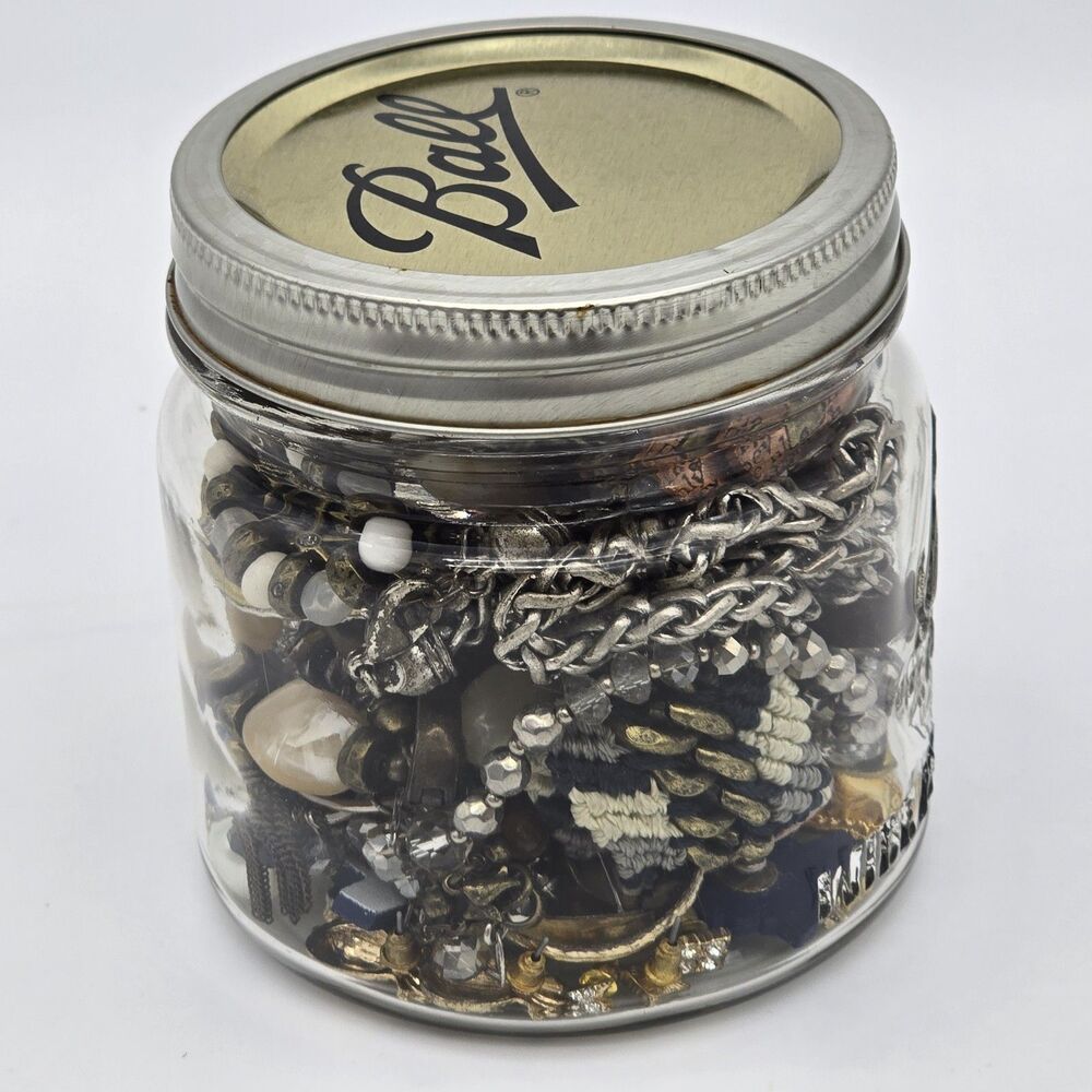 Vintage and Modern Costume Jewelry Kerr Pint Mason Jar Full - Picture 3 of 4